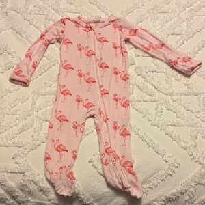 Kate Quinn Girls Pink Flamingo One-Piece Footed Pajamas
